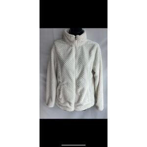 Free 2B White Plush Full Zip Jacket sz M Casual Teddy Spring Transitional Soft